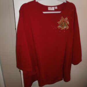 Quacker Factory Christmas top 2X red with Bells